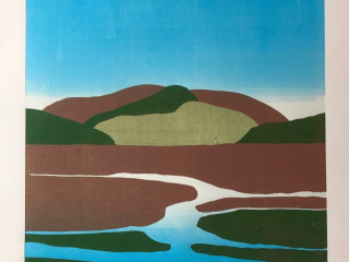 Hills above Holy Loch near Dunoon Reduction Linocut (40 x 30cm)