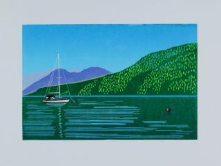 Holy Loch, Argyll & Bute Reduction Linocut (20cm x 30cm)