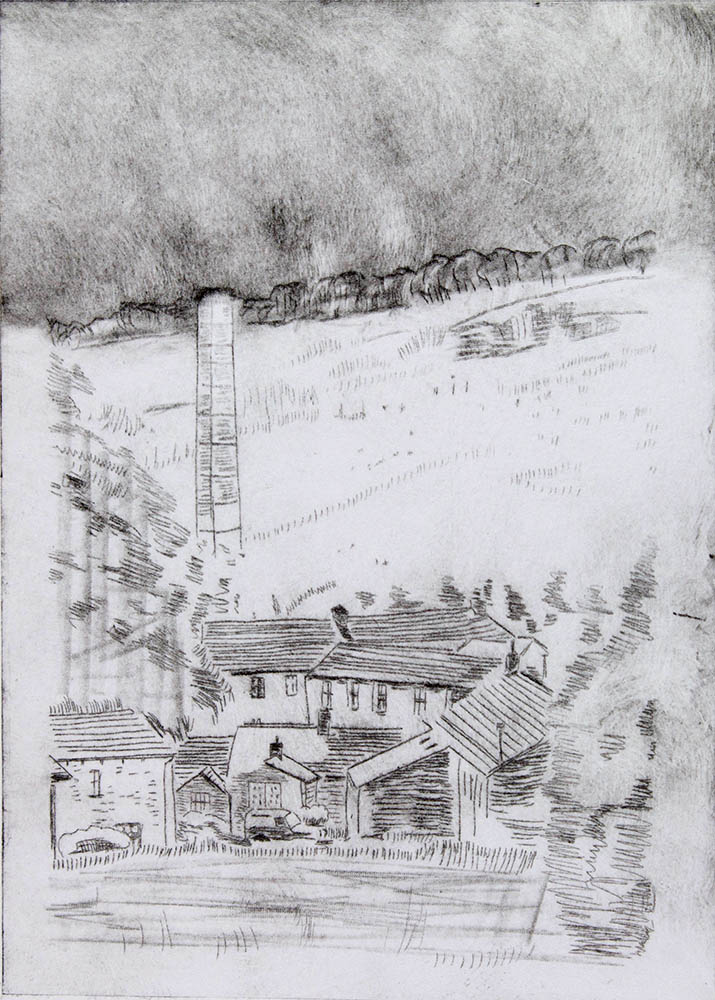Mill Chimney, Lothersdale - Drypoint
